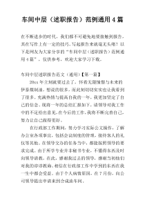 车间中层（述职报告）范例通用4篇