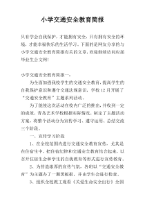 小学交通安全教育简报