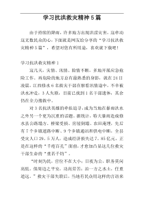 学习抗洪救灾精神5篇