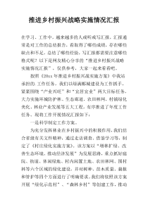 推进乡村振兴战略实施情况汇报