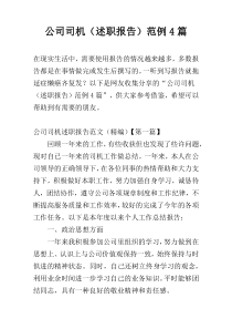 公司司机（述职报告）范例4篇
