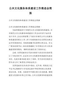 公共文化服务体系建设工作推进会简报