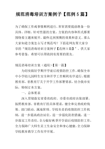 规范消毒培训方案例子【范例5篇】