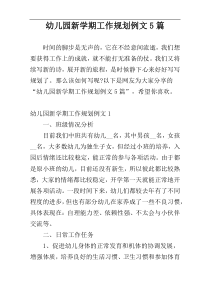 幼儿园新学期工作规划例文5篇