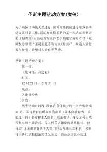 圣诞主题活动方案(案例)