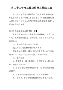 员工个人年度工作总结范文精选5篇