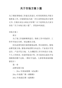 关于市场方案3篇