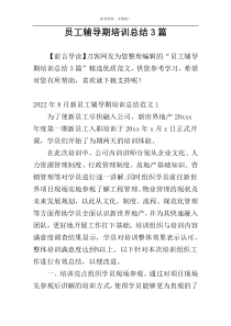 员工辅导期培训总结3篇