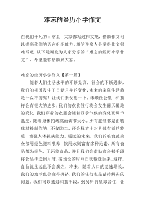 难忘的经历小学作文