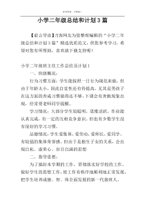 小学二年级总结和计划3篇