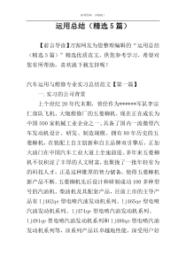 运用总结（精选5篇）