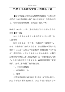 主要工作总结范文和计划最新5篇
