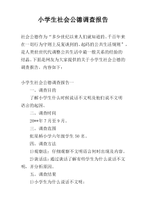 小学生社会公德调查报告