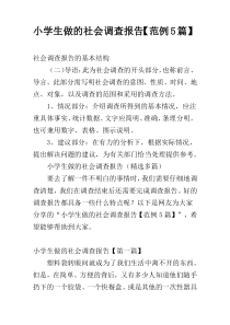 小学生做的社会调查报告【范例5篇】