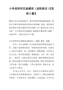 小学老师评区级模范（述职报告）【范例5篇】