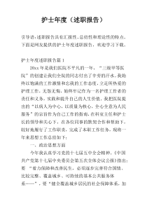 护士年度（述职报告）