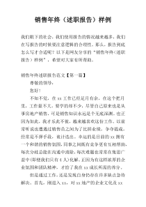 销售年终（述职报告）样例