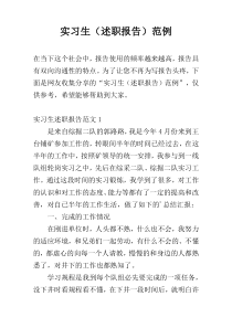 实习生（述职报告）范例