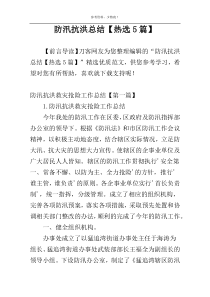 防汛抗洪总结【热选5篇】