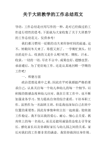 关于大班教学的工作总结范文
