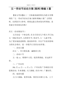 五一劳动节活动方案(案例)精编3篇