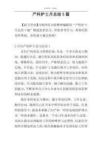 产科护士月总结5篇