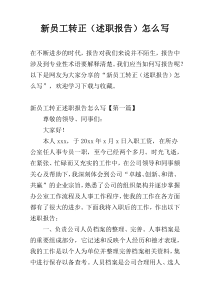 新员工转正（述职报告）怎么写