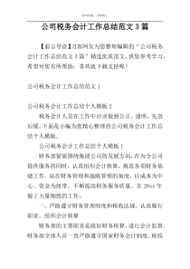 公司税务会计工作总结范文3篇