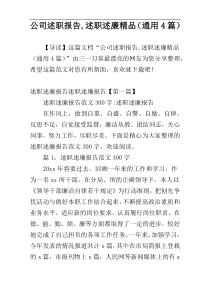 公司述职报告,述职述廉精品（通用4篇）