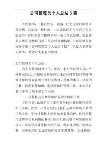 公司管理员个人总结5篇