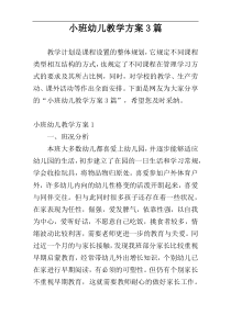小班幼儿教学方案3篇