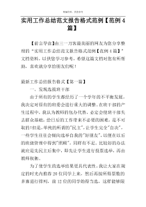 实用工作总结范文报告格式范例【范例4篇】