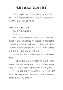 收费自查报告【汇编5篇】