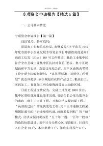 专项资金申请报告【精选5篇】