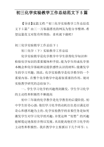 初三化学实验教学工作总结范文下5篇