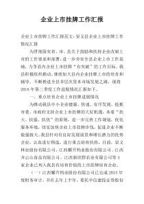 企业上市挂牌工作汇报