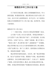 销售的半年工作计划3篇
