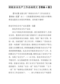 班组安全生产工作总结范文【精编4篇】