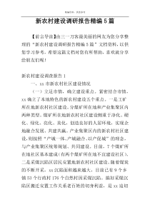 新农村建设调研报告精编5篇