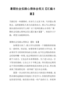 暑期社会实践心得体会范文【汇编8篇】