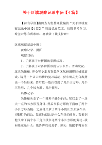 关于区域观察记录中班【4篇】