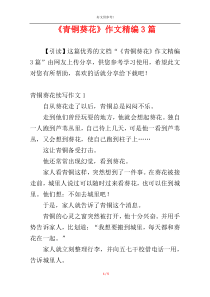 《青铜葵花》作文精编3篇