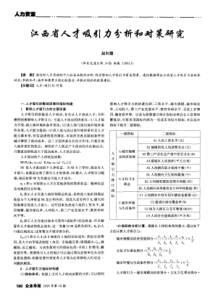 江西省人才吸引力分析和对策研究