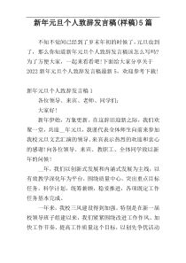 新年元旦个人致辞发言稿(样稿)5篇