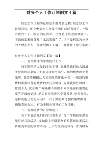 财务个人工作计划例文4篇