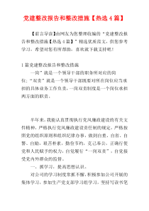 党建整改报告和整改措施【热选4篇】