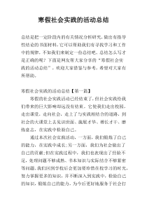寒假社会实践的活动总结