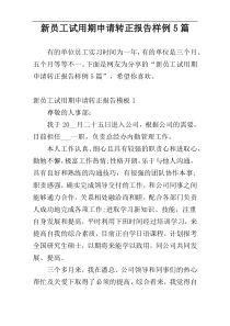 新员工试用期申请转正报告样例5篇