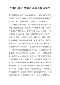 在钢厂实习 寒假社会实习报告范文