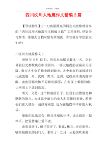 四川汶川大地震作文精编2篇